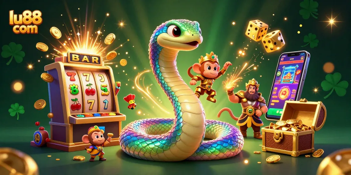 Experience the thrill of lu88 com with an exhilarating 3D casino illustration showcasing vibrant game elements and jackpot excitement.
