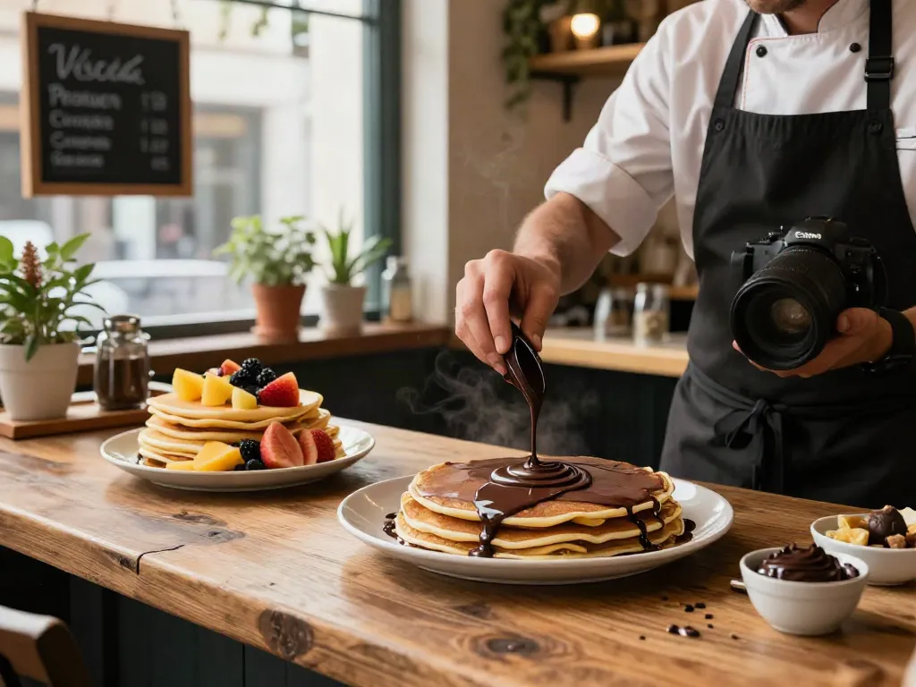 Delicious chocolate-covered crepes prepared at ROKOK88 café, inviting atmosphere for rokok88 login.