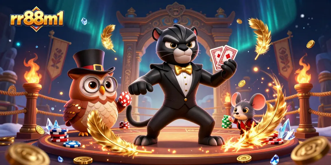 Engage in thrilling gambling at rr88m1 with an elegant panther dealer and charming friends.
