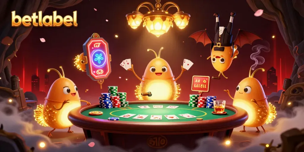 Experience the vibrant casino atmosphere with betlabel as glowworms illuminate the poker game.