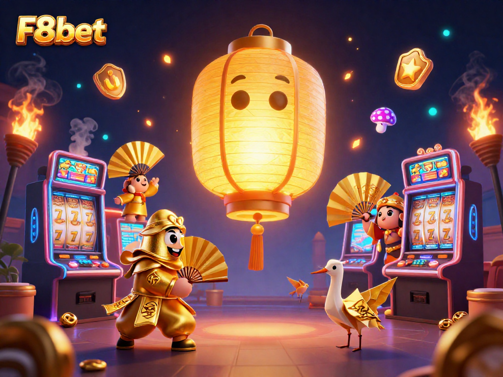 Experience the excitement of F8bet's vibrant casino atmosphere with golden lantern spirit and dynamic game elements.