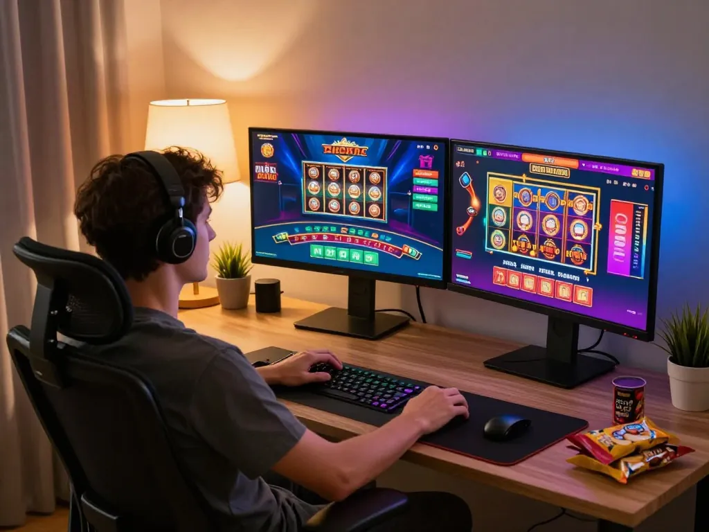 Engaging online gaming experience at cm88 with vibrant casino game displays in a cozy environment
