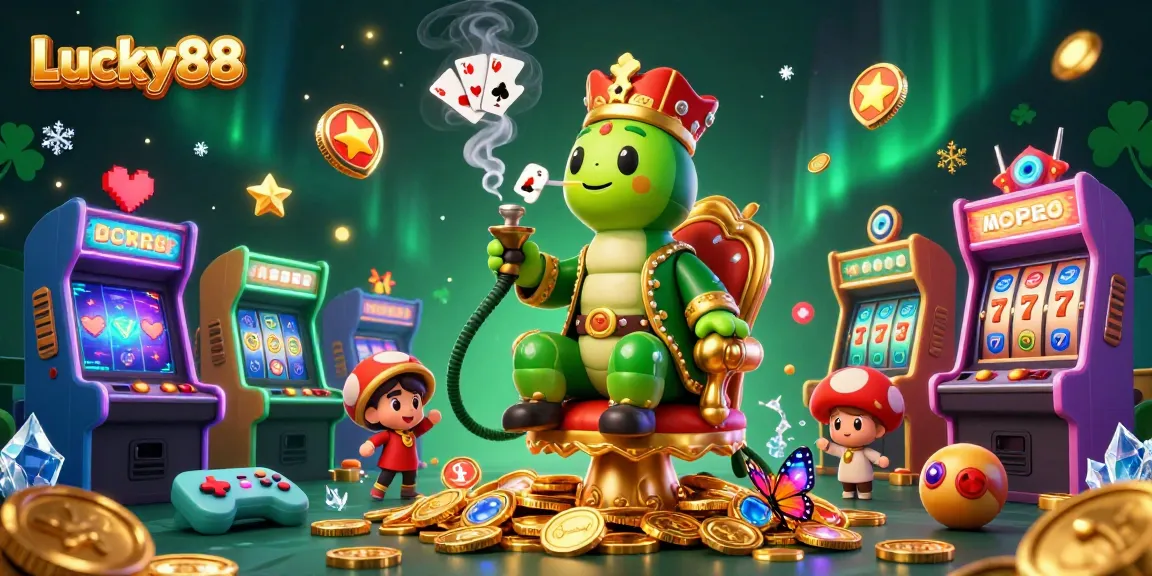 Spin to win with Lucky88 in a vibrant 3D slot scene featuring exotic gaming elements.