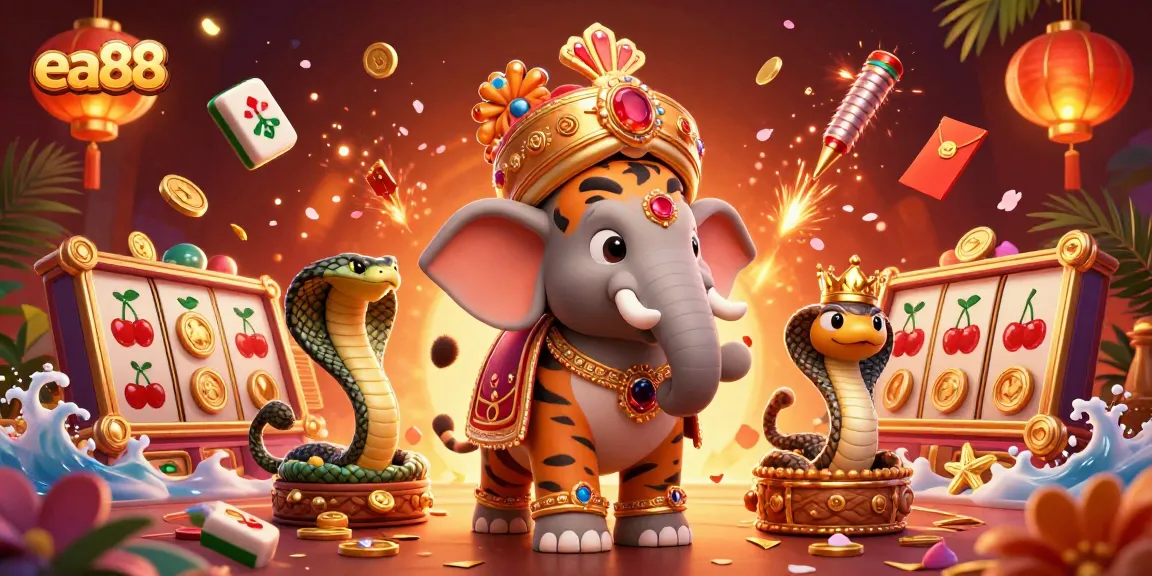 Engage with winning opportunities at ea88 with a vibrant casino scene featuring a majestic tiger and riches.