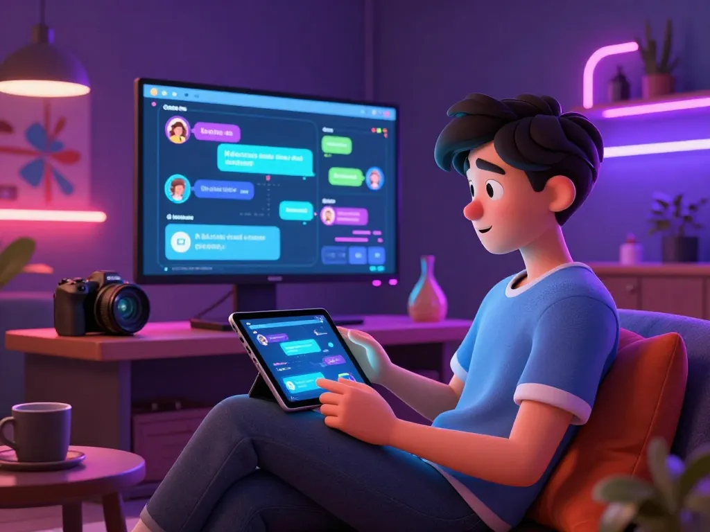 Engaging NSFW AI chat character interaction in a vibrant digital lounge setting.