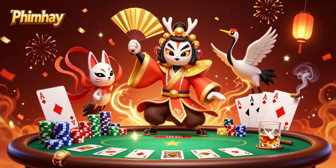 Play Phimhay now with lively 3D characters at a vibrant casino scene of poker excitement.
