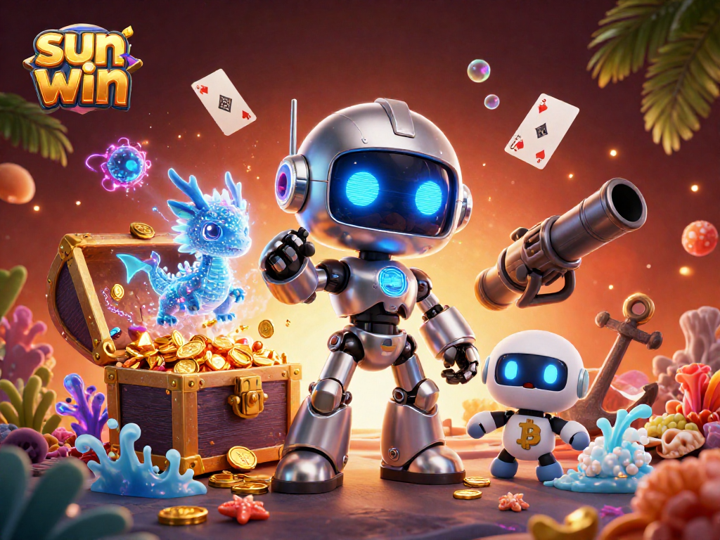 Win big at sun win with exciting games and vibrant casino experiences in a detailed 3D illustration.