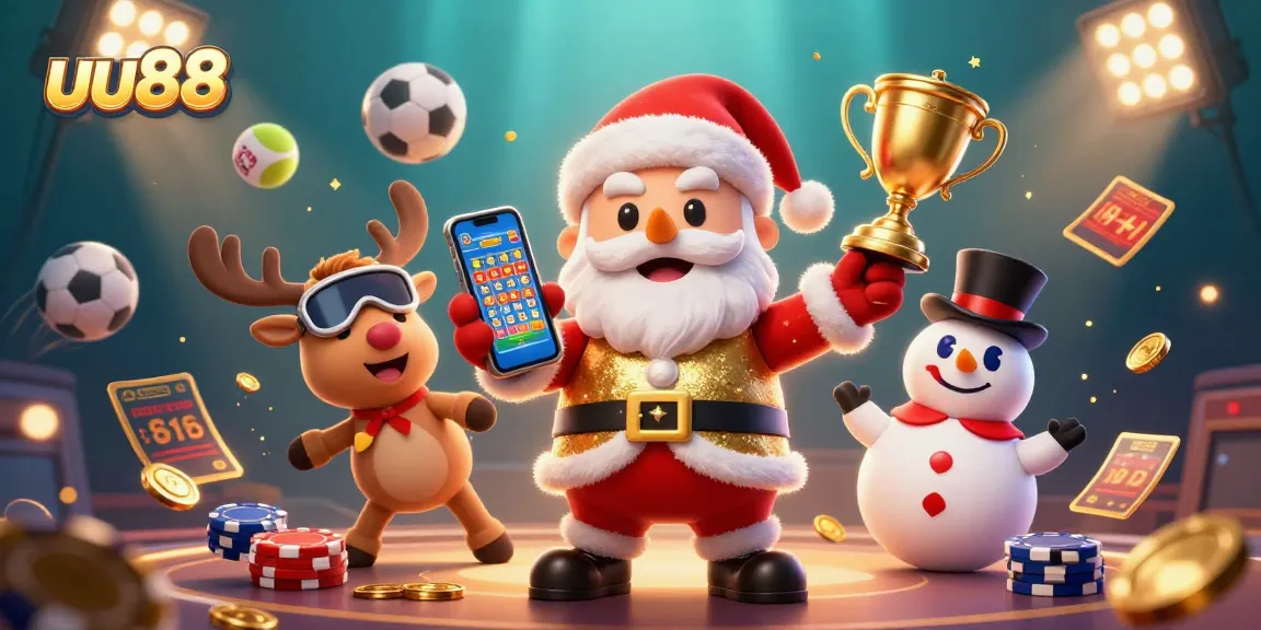 Join the excitement at uu88 with a cartoon Santa and friends enjoying thrilling jackpots!