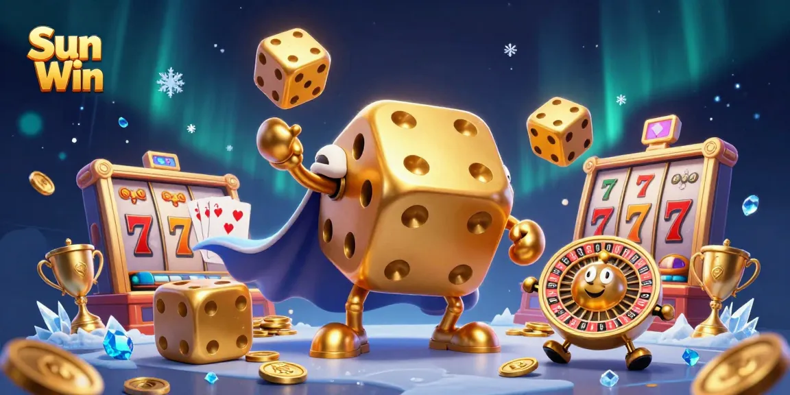 Win big at Sun Win with exciting slots, golden dice, and vibrant casino elements!