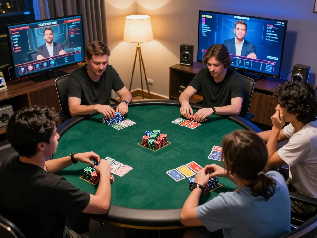 Engaging in exciting xocdiaonline gameplay with vibrant cards and chips during a cozy home session