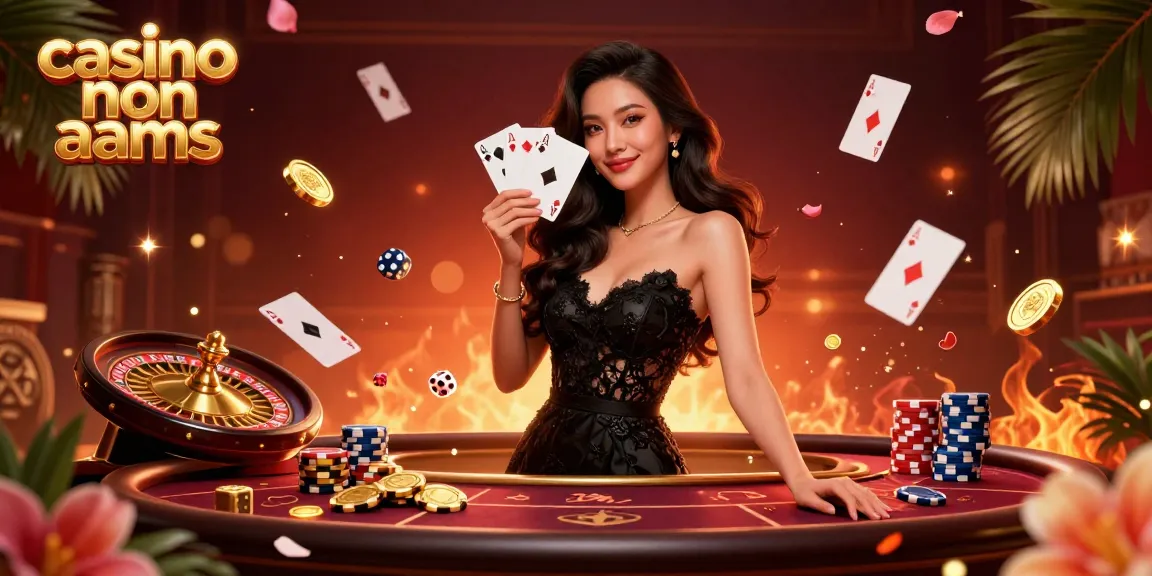 Vivi l'emozione dei casino non aams mentre una donna elegante tiene in mano le carte da gioco, circondata da un'atmosfera vibrante del casinò.