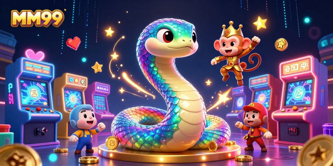 Experience MM99 with vibrant 3D gaming visuals, showcasing a playful monkey king among arcade elements.