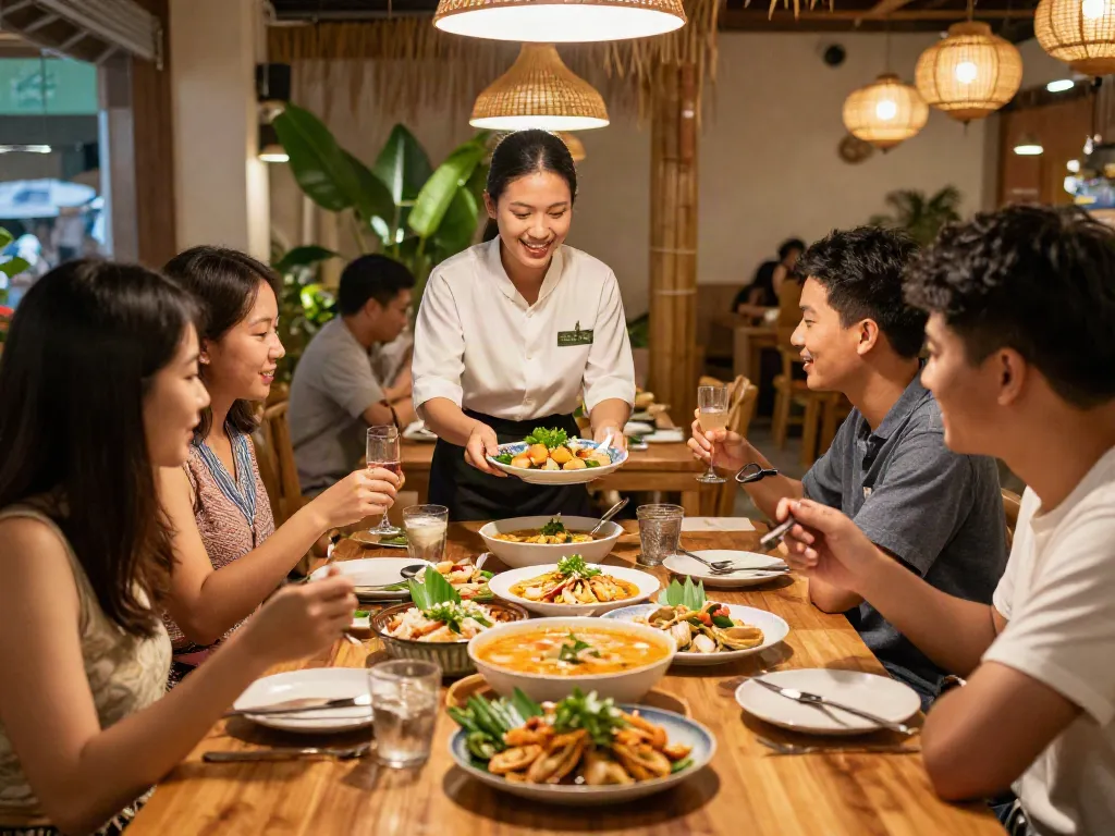 Delicious seafood dishes and Tom Yum at Rokok88 Thai restaurant.