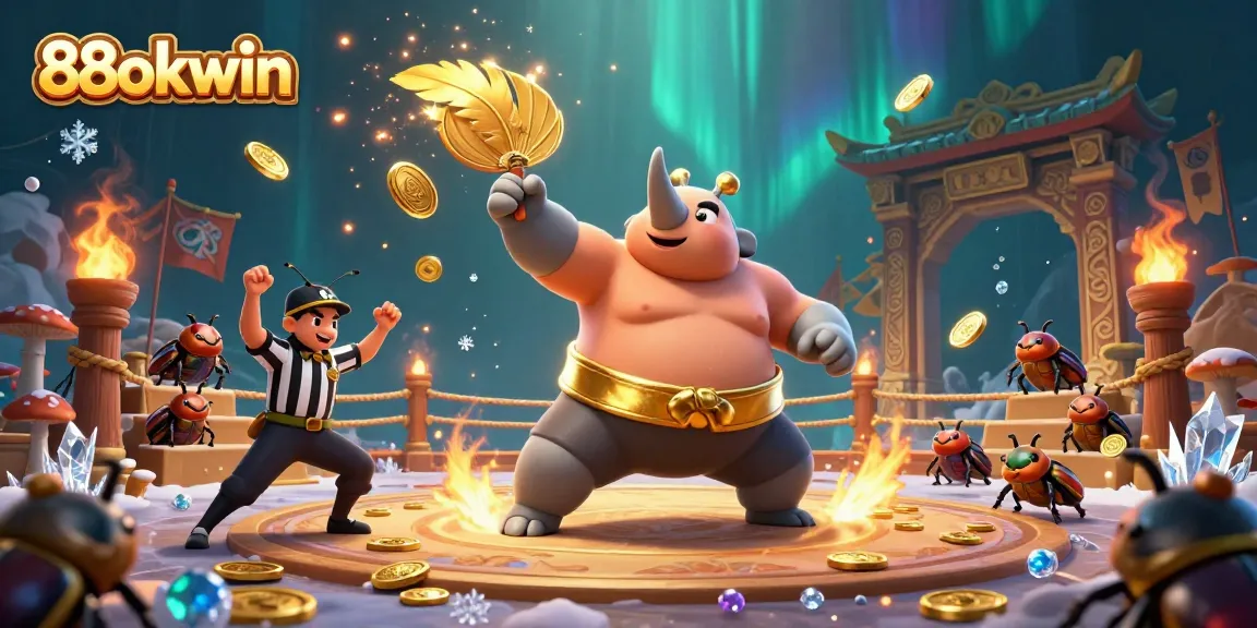 Join the excitement at 88okwin with a lively scene featuring our animated beetle champion in action!