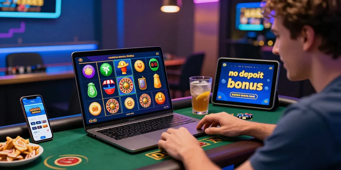 Giocatore coinvolto che vive un momento emozionante in un casinò senza AAMS con icone di gioco colorate, app per smartphone e un'atmosfera moderna e vivace.