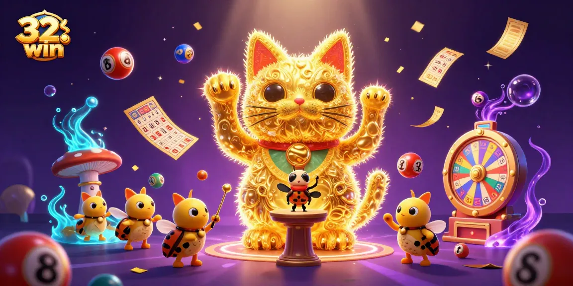 Experience the thrill of 32win com with a dynamic display of casino symbols and excitement.